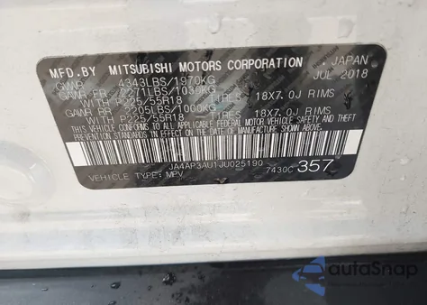 2018 Mitsubishi Outlander Sport 2.0 Es/2.0 Le z USA, uszkodzony, nr VIN JA4AP3AU1JU025190